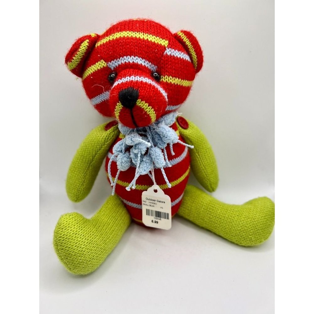 RAZ Imports Knit Striped Red Green Bear